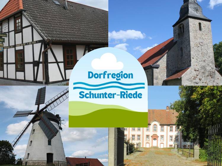 Foto (© Gemeinde Lehre), Logo ©Amtshof Eicklingen: Für die Ortschaften der Dorfregion „Schunter-Riede“ Essenrode, Flechtorf, Lehre und Wendhausen beginnt nun die nächste Phase des Dorfentwicklungsprogramms.